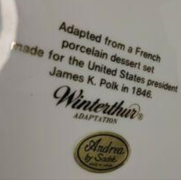 Andrea By Sadek French porcelain dessert set 4 Plates Winterthur Adaptation - Picture 6 of 6